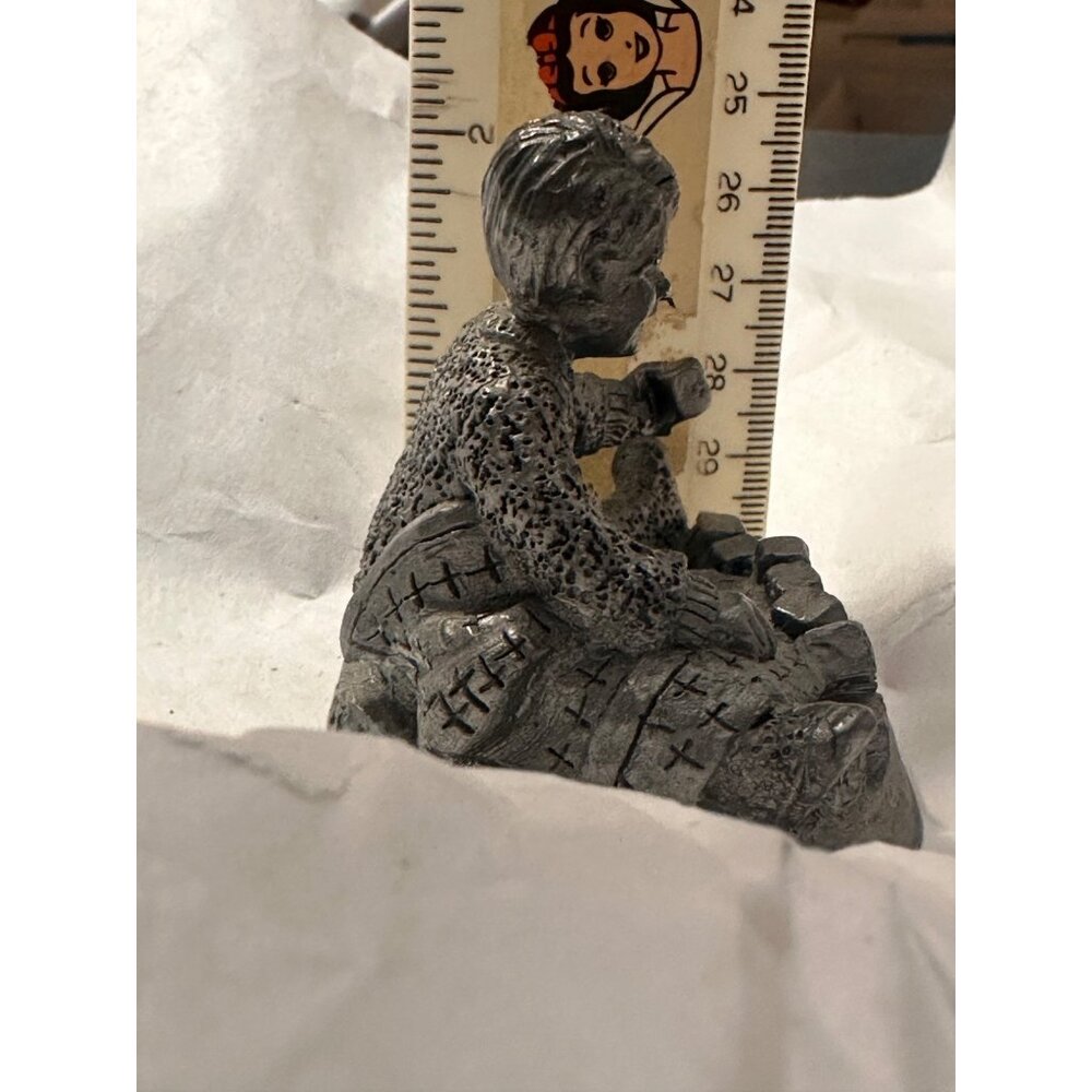 Michael Ricker Pewter Boy With Blocks Figurine 2003 Collectible Sculpture - Picture 5 of 5